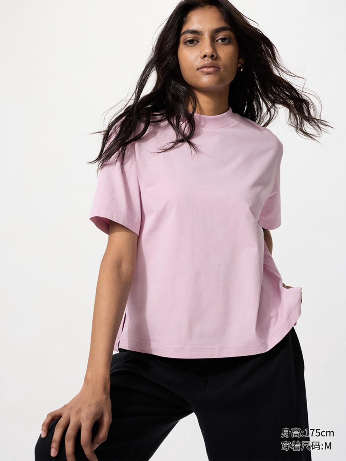 UNIQLO AIRism футболка из хлопковой смеси, короткий рукав, свободного кроя