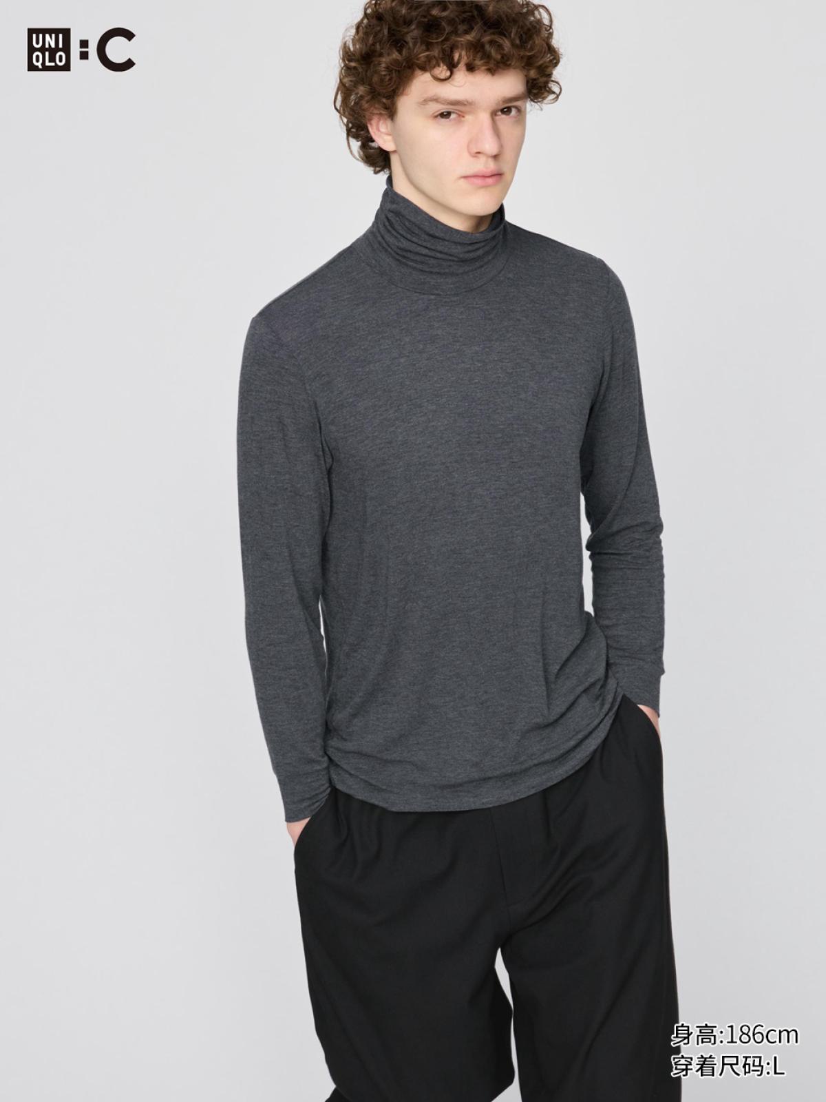 UNIQLO HEATTECH EXTRA WARM джемпер с отложным воротником, рукав 9/10, 9% кашемир