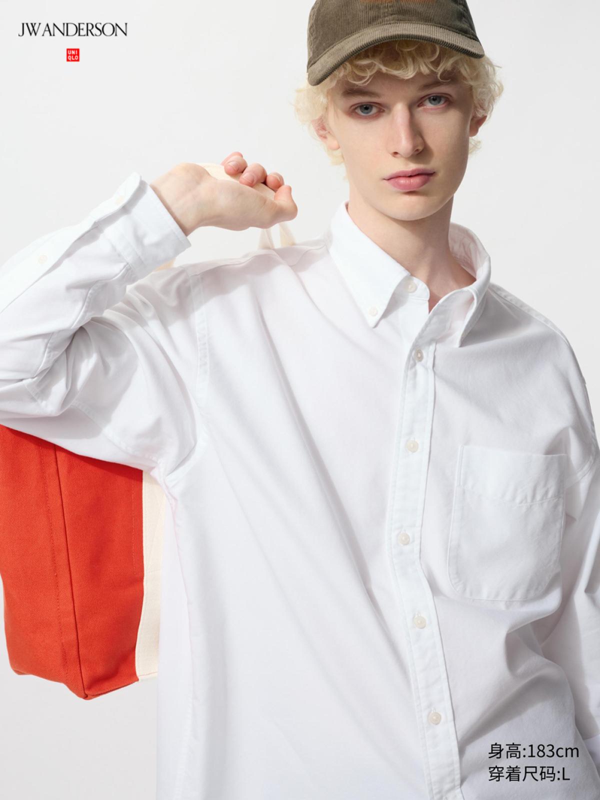 UNIQLO Рубашка оксфорд свободного кроя, длинный рукав