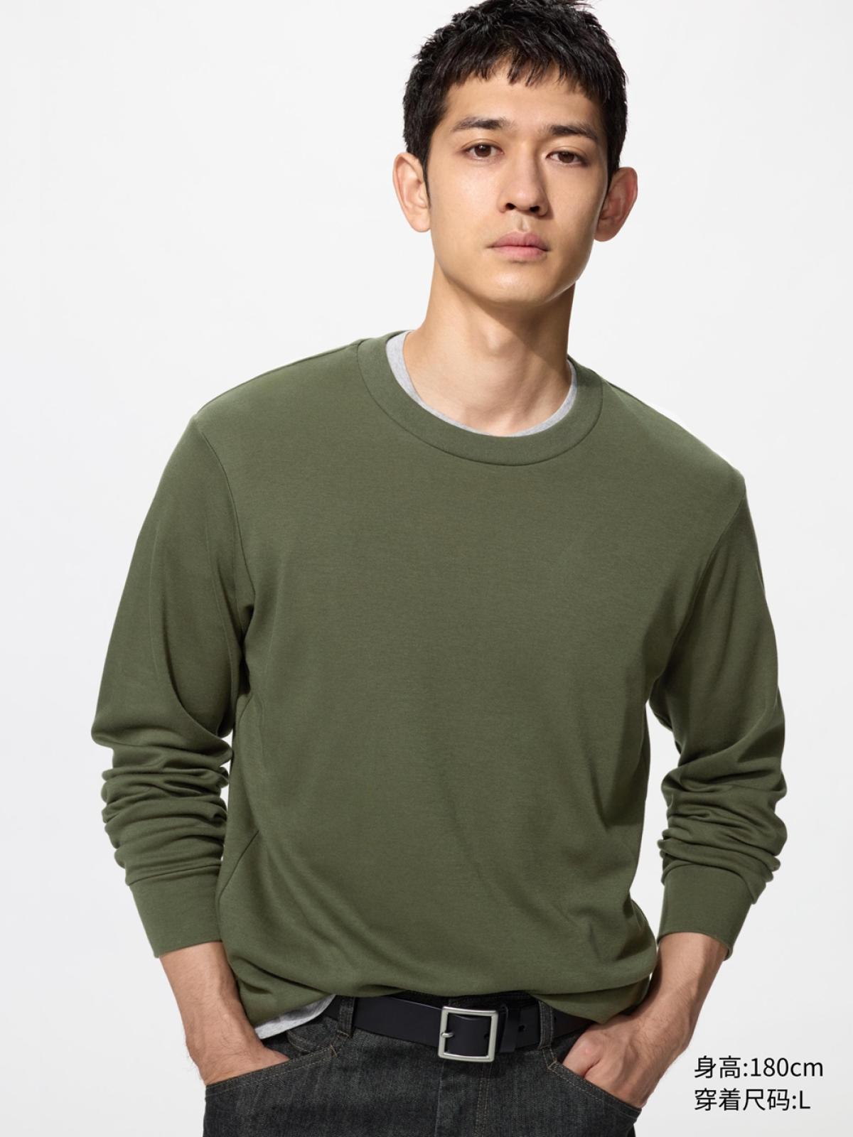 UNIQLO Футболка с круглым вырезом, длинный рукав