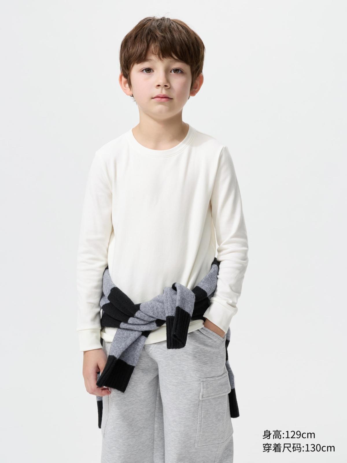 UNIQLO HEATTECH футболка из хлопковой смеси с круглым вырезом, длинный рукав