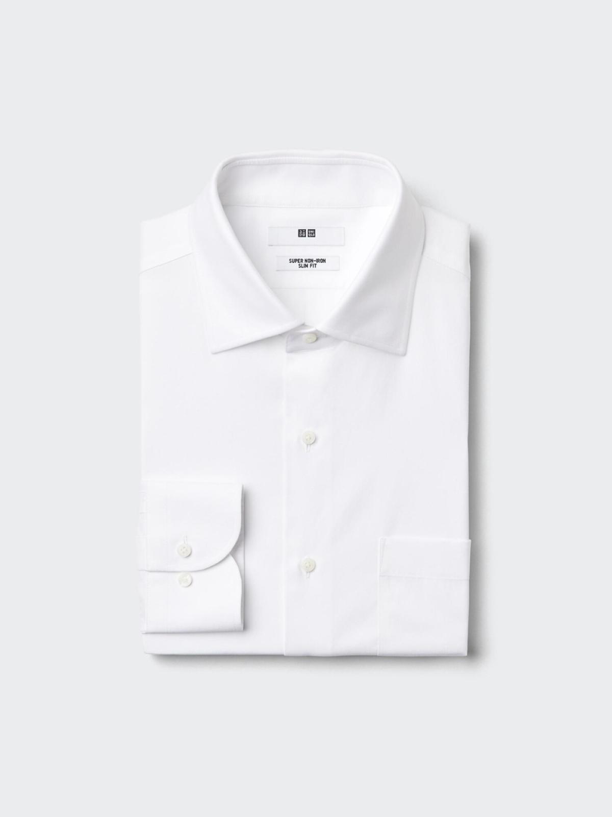 UNIQLO Приталенная немнущаяся рубашка, длинный рукав