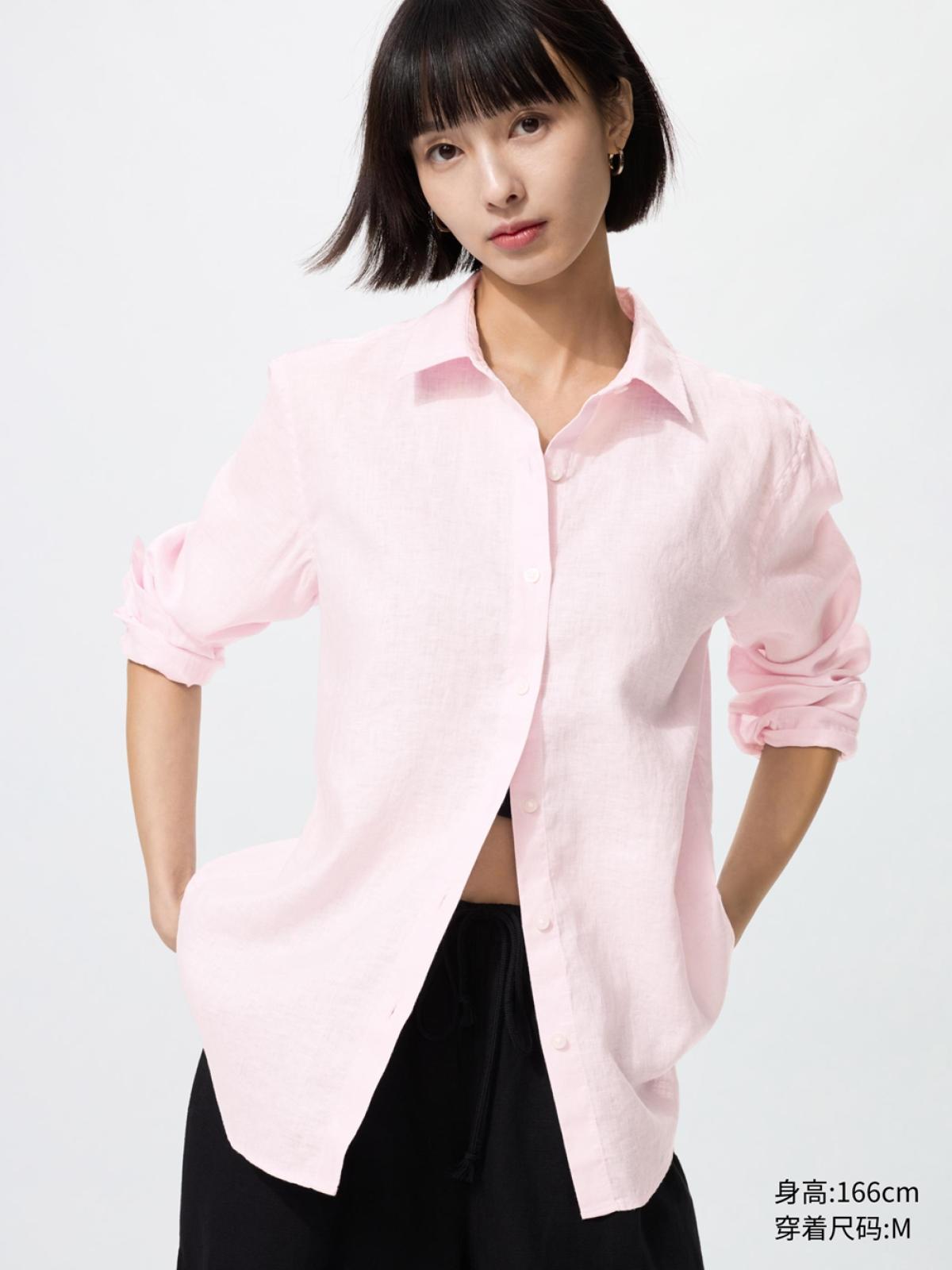 UNIQLO Рубашка из французского льна с длинным рукавом
