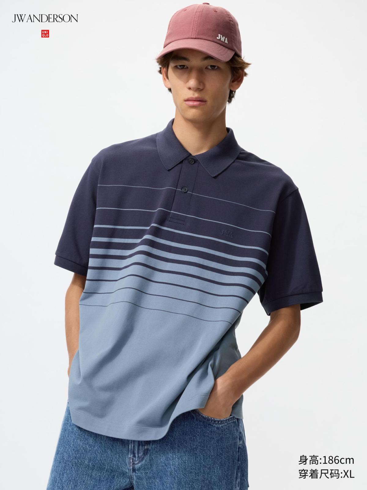 UNIQLO Быстросохнущее поло в полоску, короткий рукав