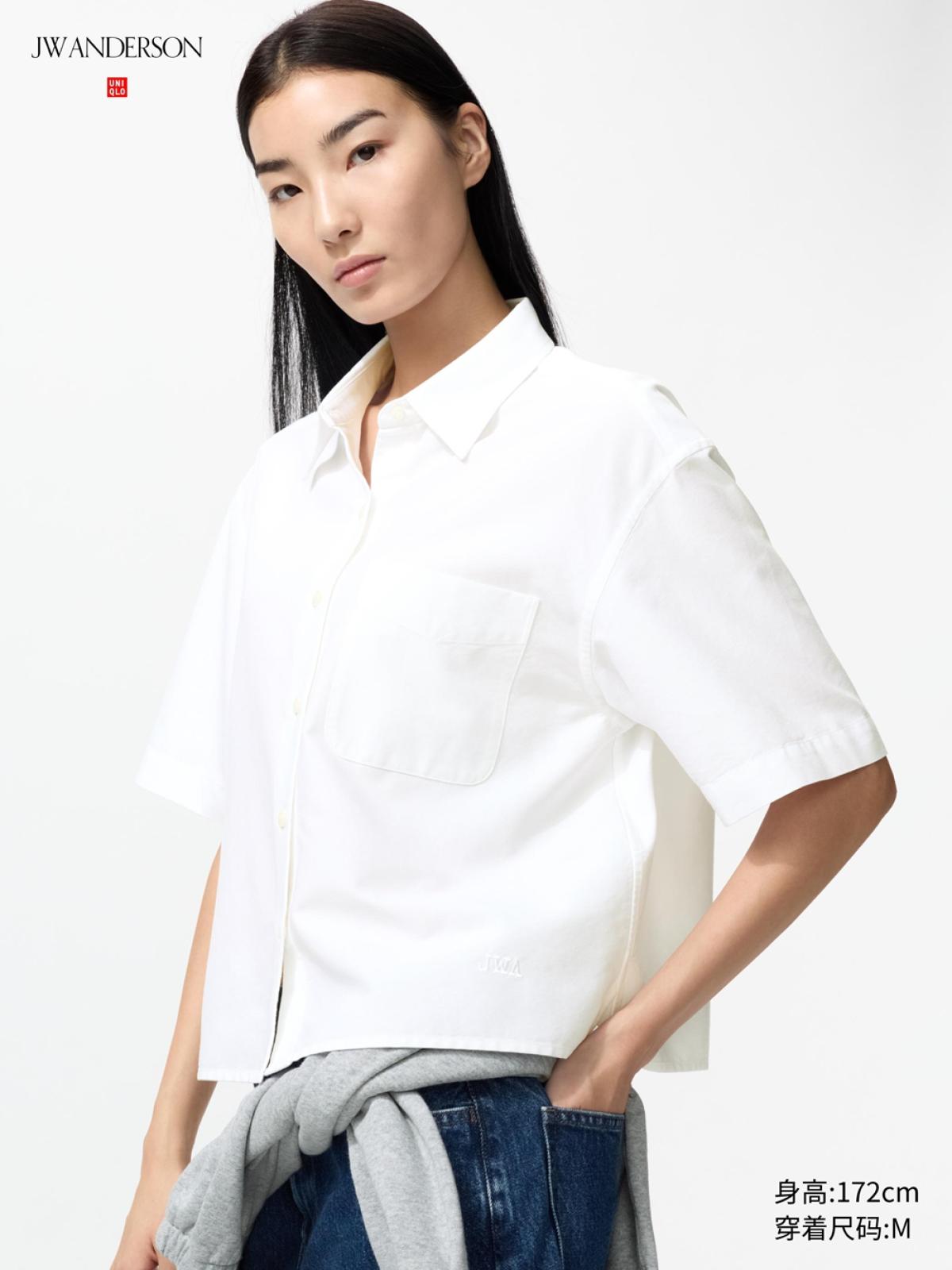UNIQLO Рубашка оксфорд, короткий рукав