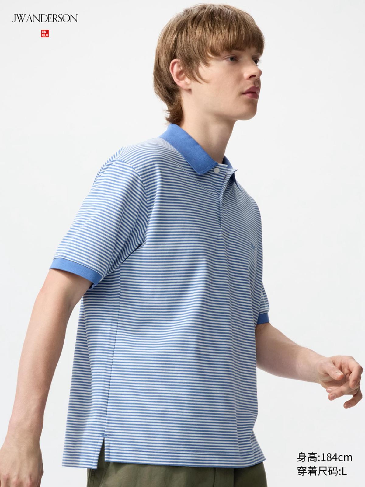 UNIQLO Быстросохнущее поло в полоску, короткий рукав