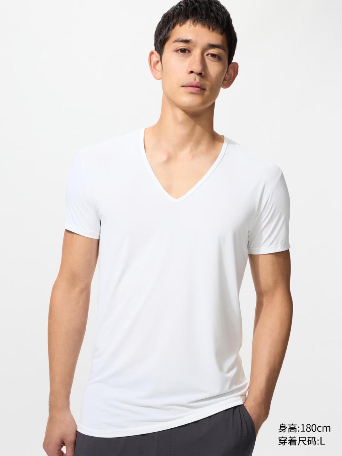 UNIQLO AIRism футболка с V-образным вырезом, короткий рукав
