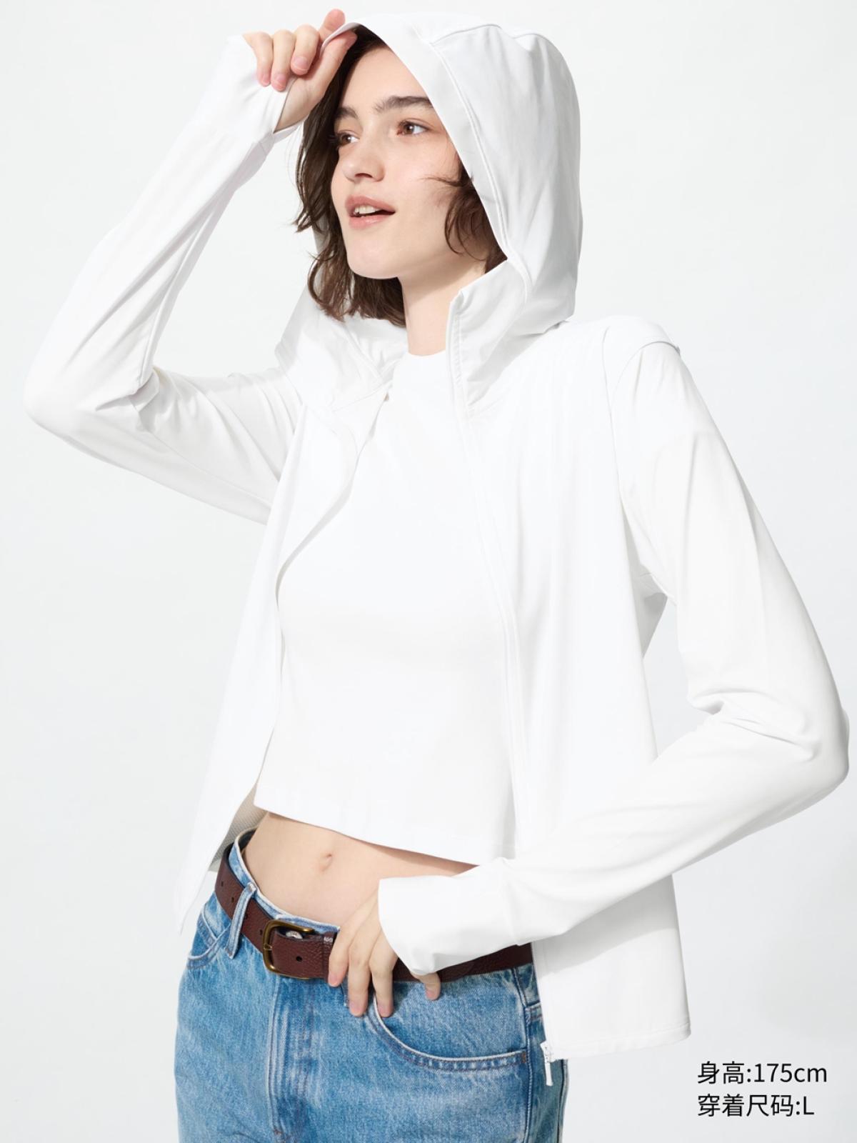 UNIQLO AIRism худи на молнии, эластичное, с защитой от ультрафиолета