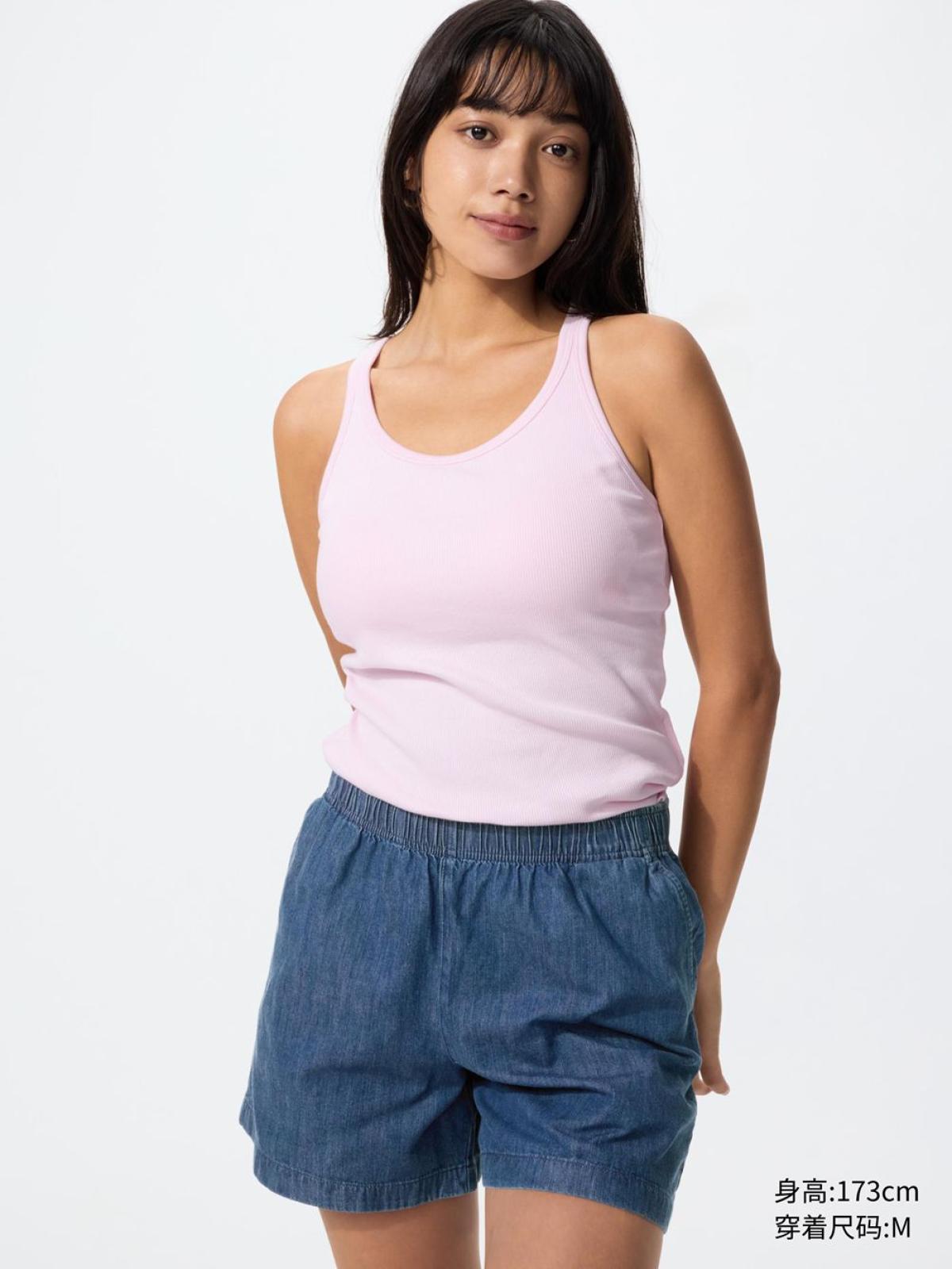 UNIQLO Джинсовые шорты из хлопка с эффектом стирки