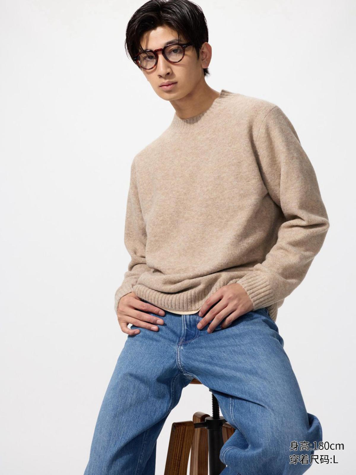 UNIQLO Джемпер souffle yarn с круглым вырезом, длинный рукав
