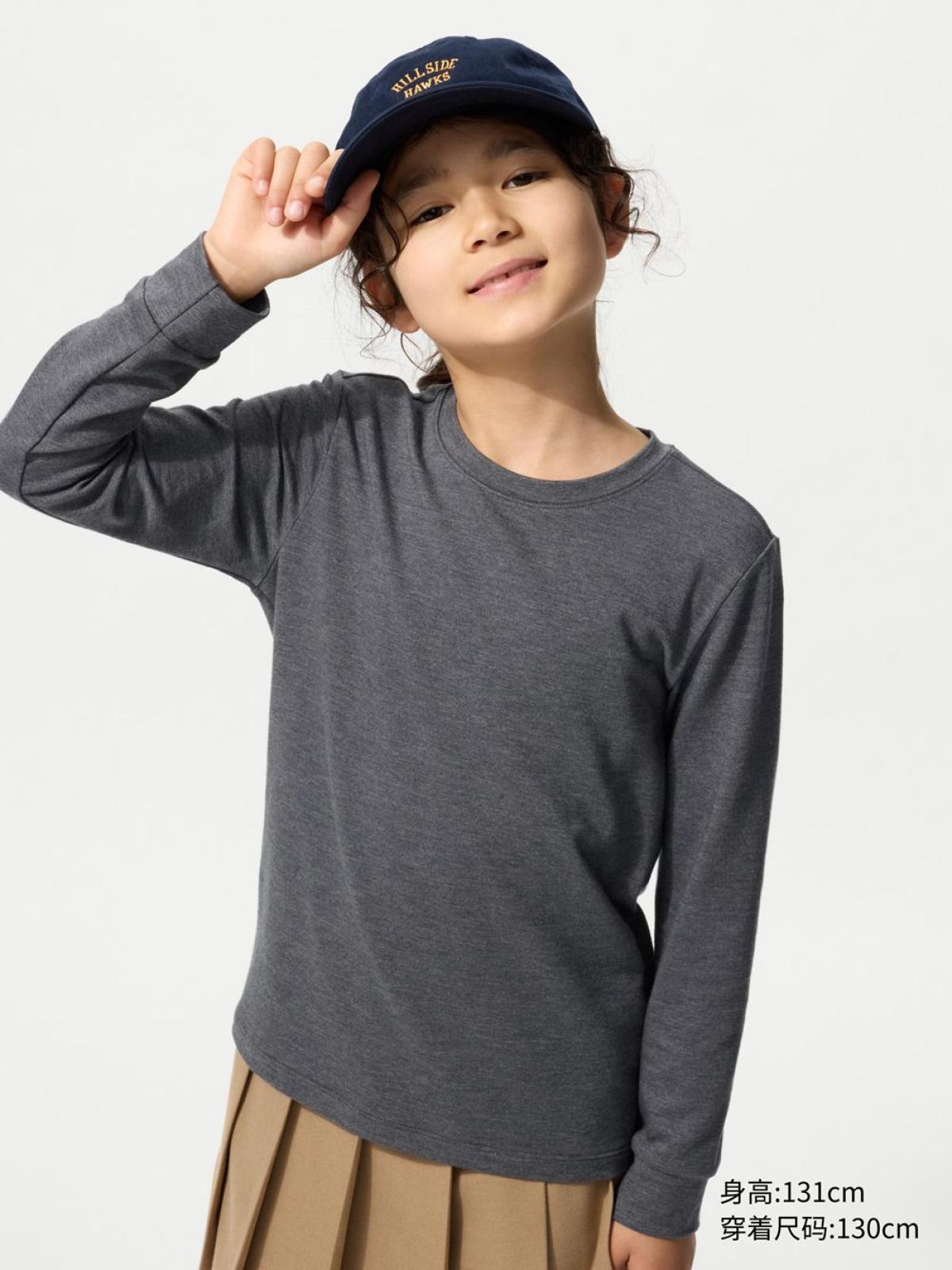 UNIQLO HEATTECH футболка из хлопковой смеси с круглым вырезом, длинный рукав