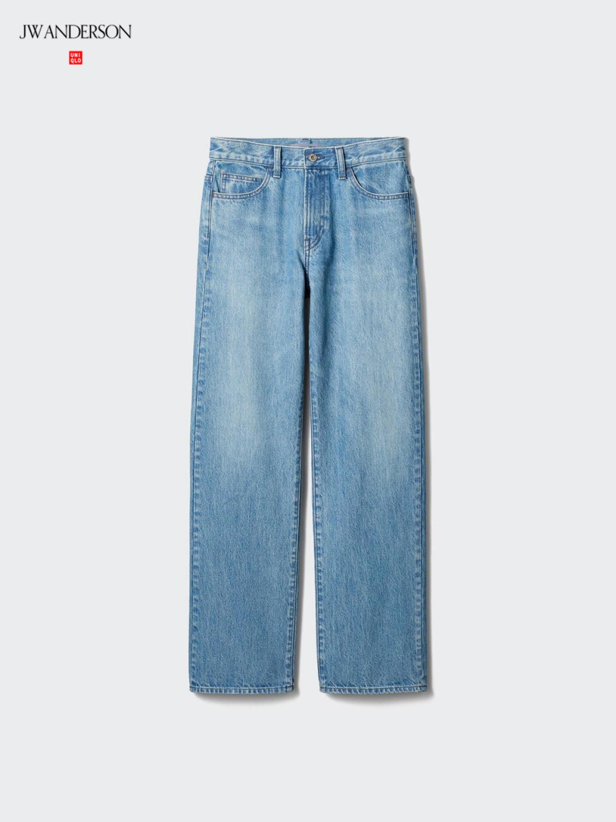 UNIQLO Джинсы прямого кроя с эффектом стирки, удлинённые