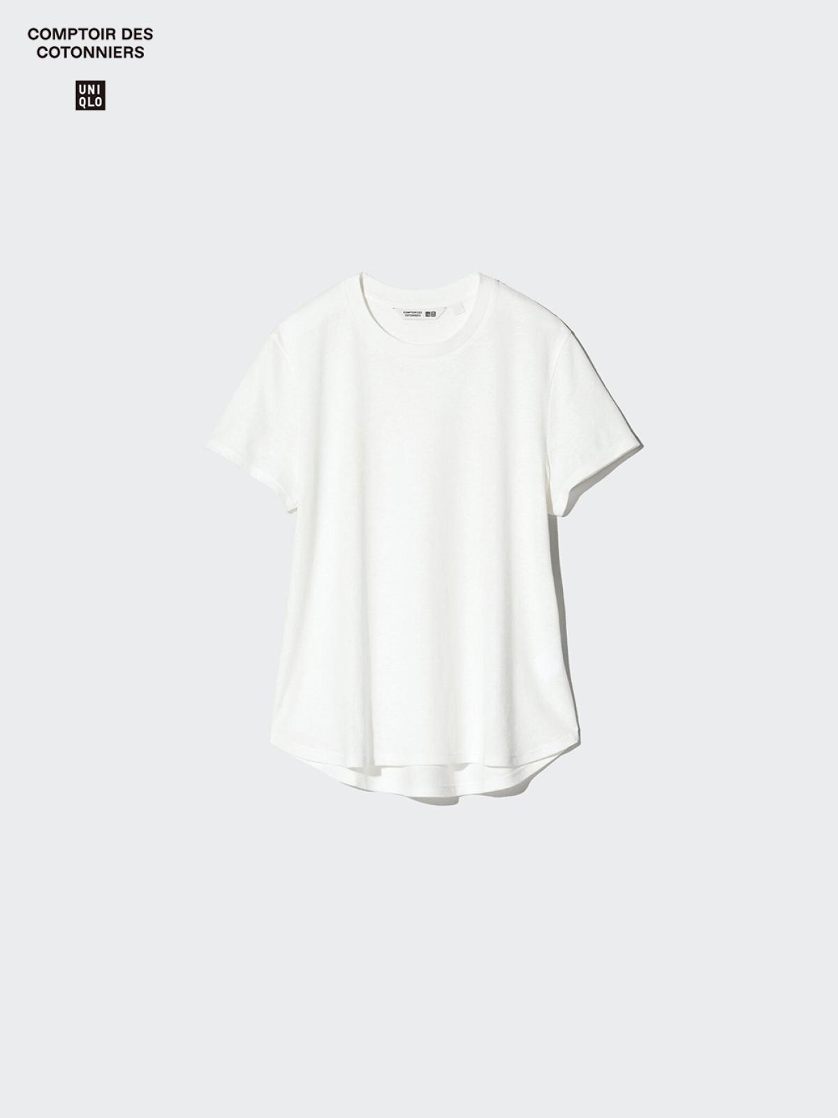 UNIQLO Футболка из льняной смеси с круглым вырезом, короткий рукав