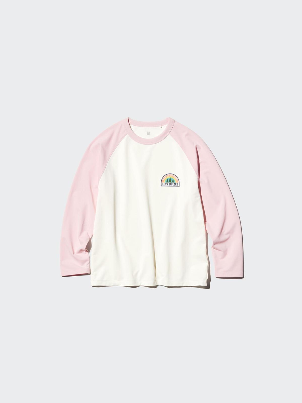 UNIQLO AIRism футболка с защитой от ультрафиолета и принтом, длинный рукав