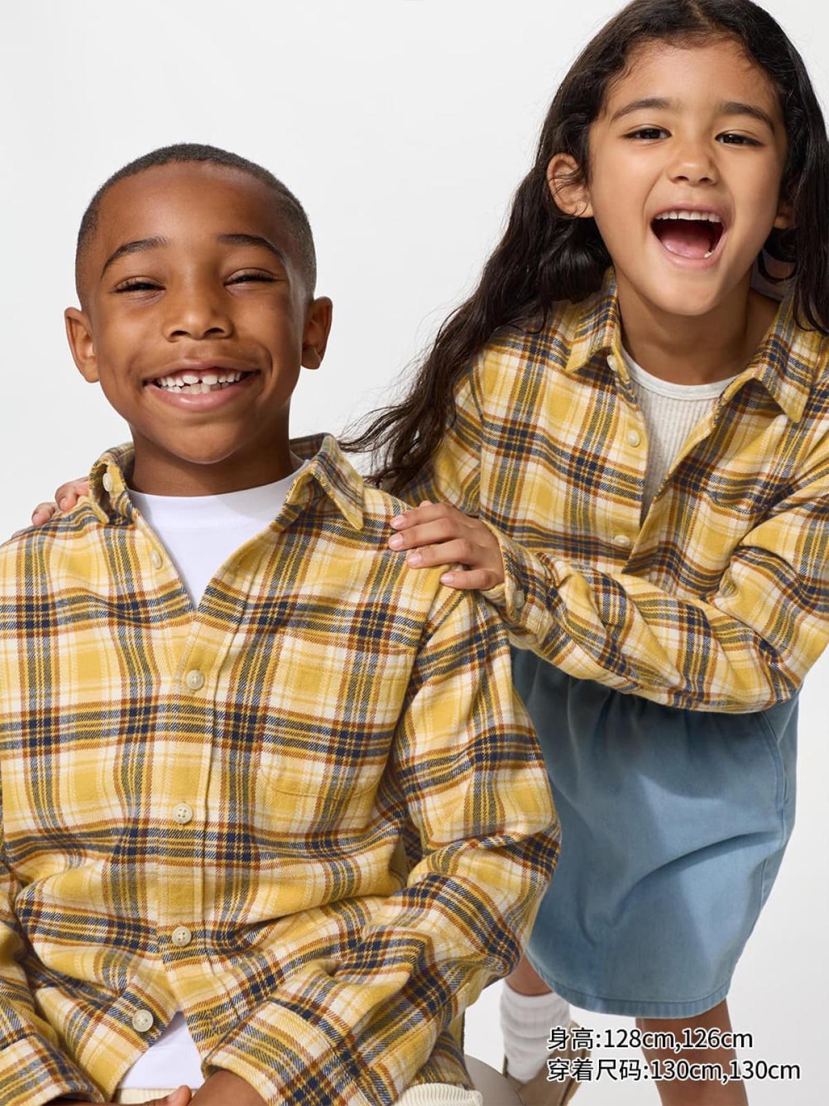 UNIQLO Фланелевая рубашка в клетку с длинным рукавом