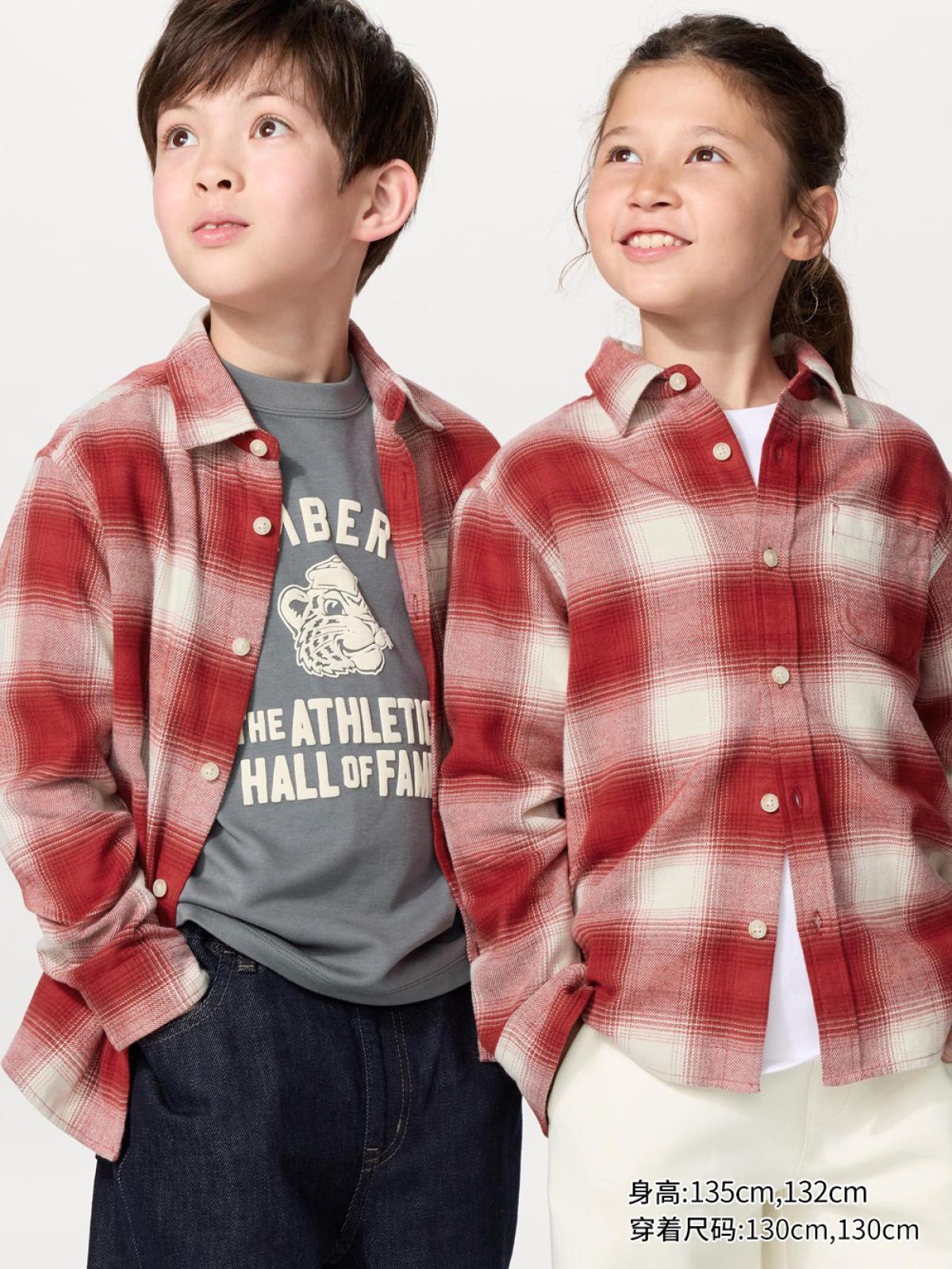 UNIQLO Фланелевая рубашка в клетку с длинным рукавом