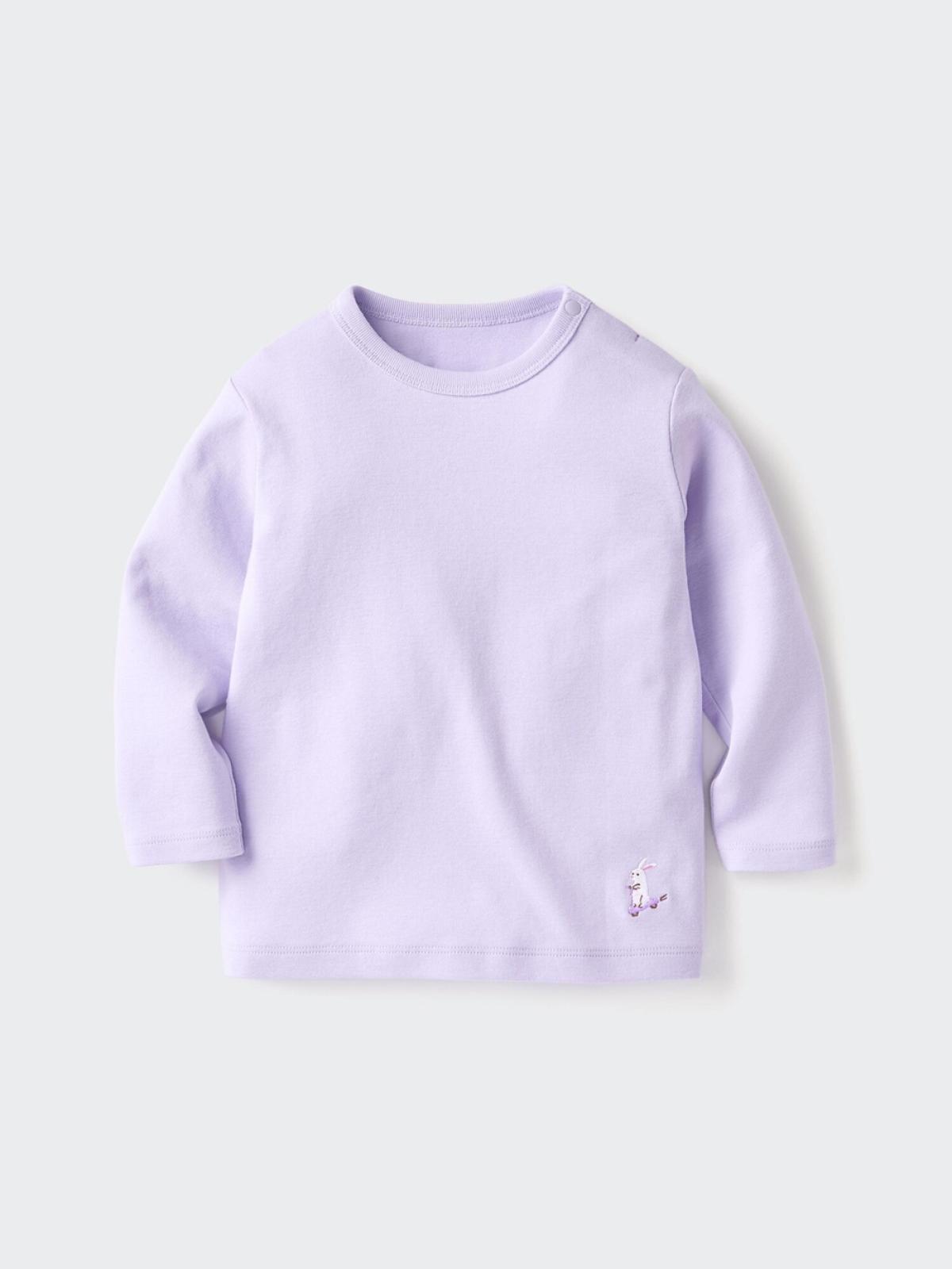 UNIQLO Футболка с круглым вырезом и вышивкой, длинный рукав