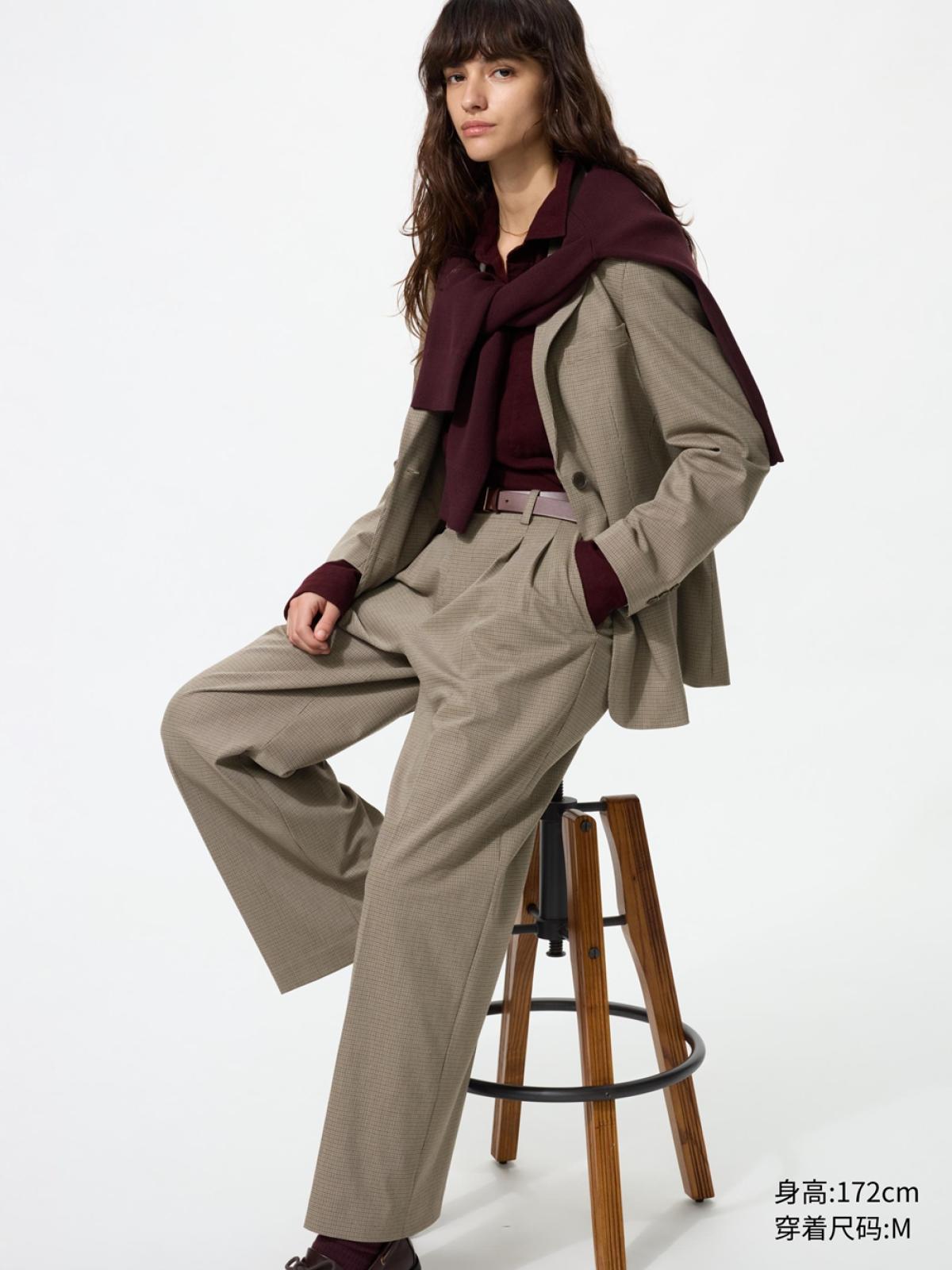 UNIQLO Широкие брюки со складками, эластичные