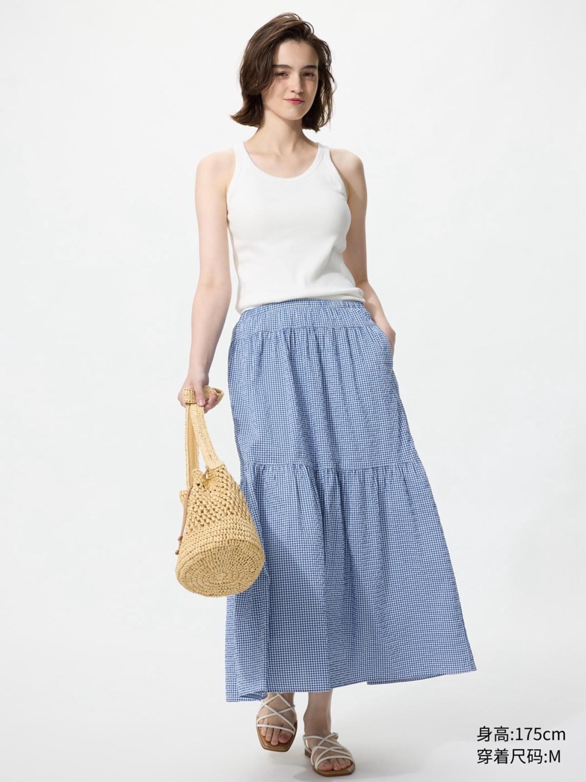 UNIQLO Многослойная длинная юбка, удлинённая