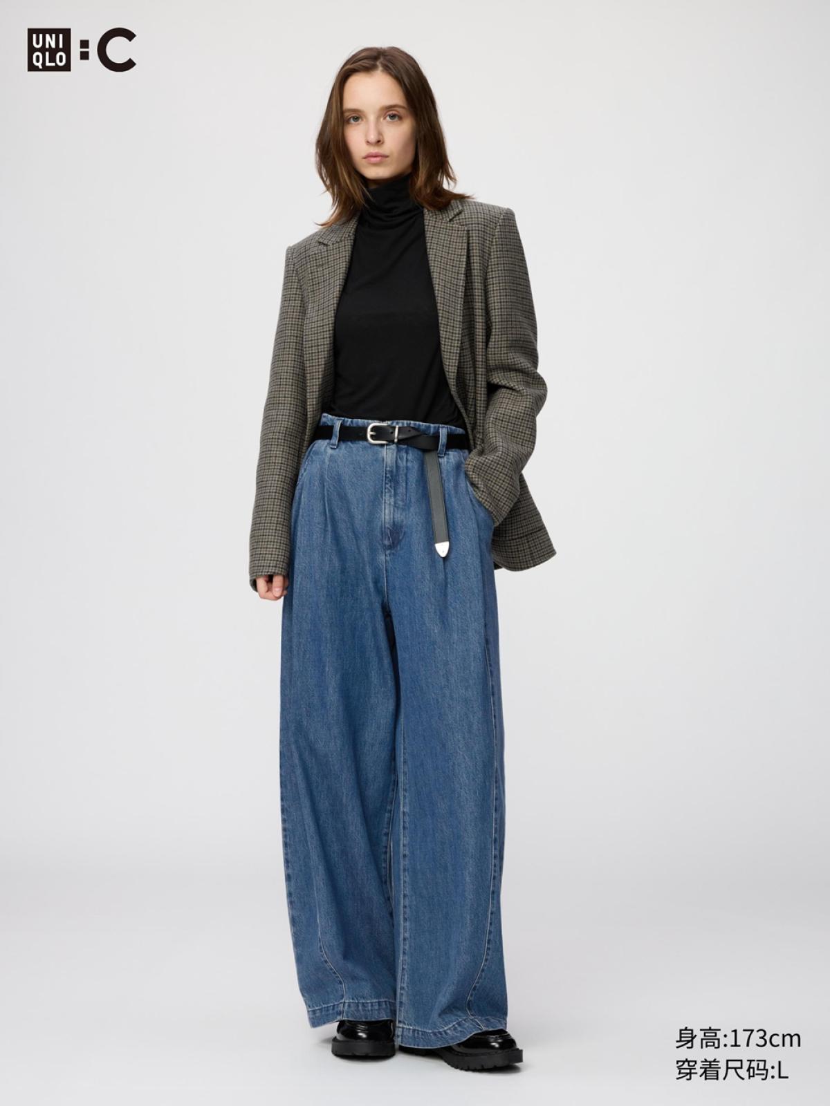 UNIQLO Джинсы свободного кроя-баррели, с эффектом стирки