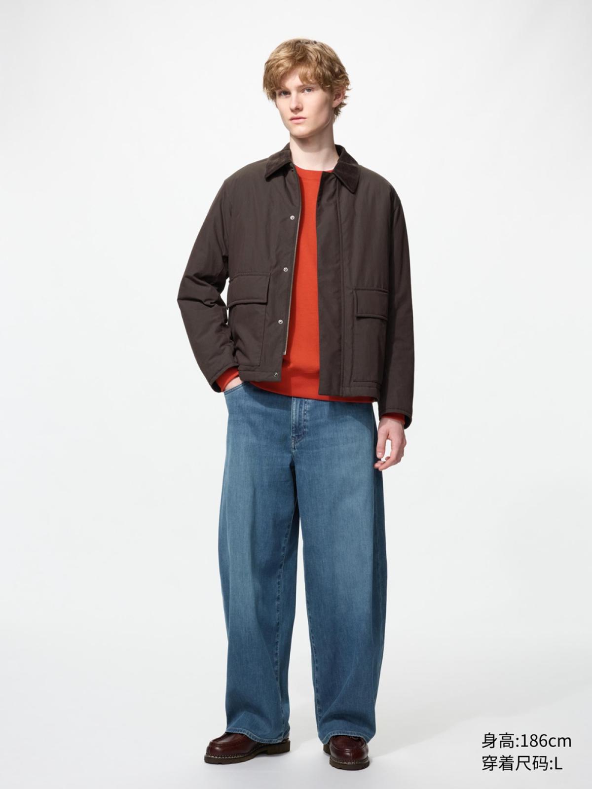 UNIQLO Джинсы EZY объёмного силуэта с эффектом стирки