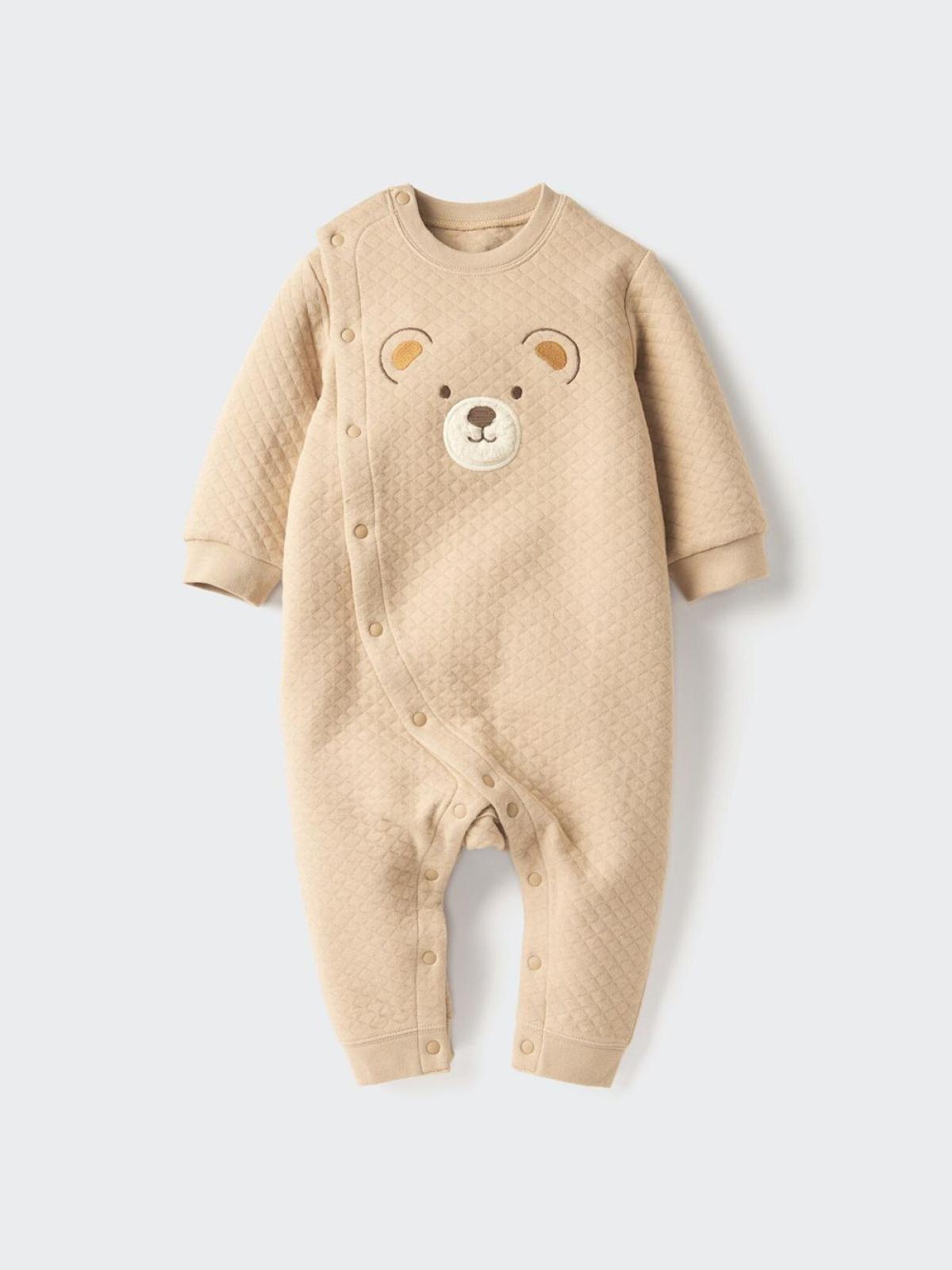 UNIQLO Боди на запах с прострочкой, длинный рукав, с животными