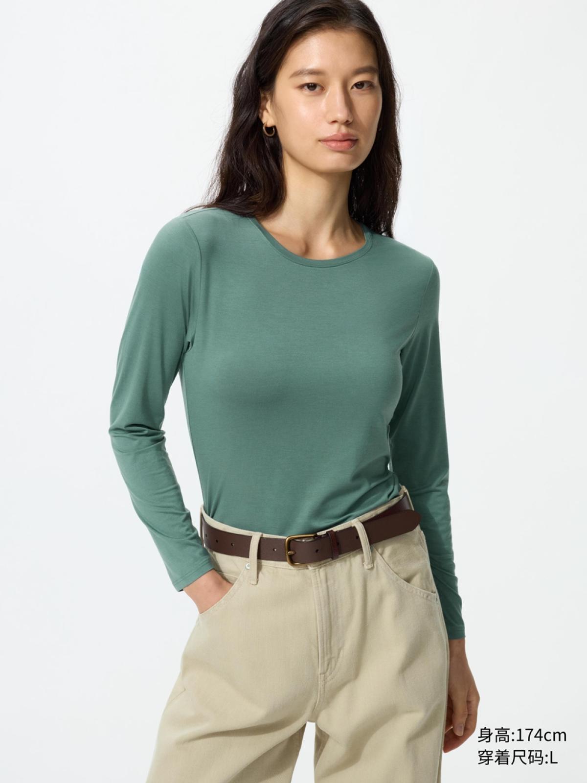 UNIQLO HEATTECH футболка с круглым вырезом, длинный рукав