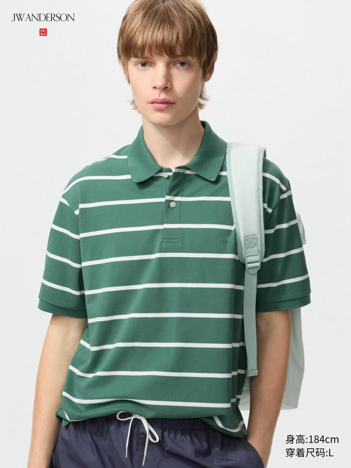UNIQLO Быстросохнущее поло в полоску, короткий рукав