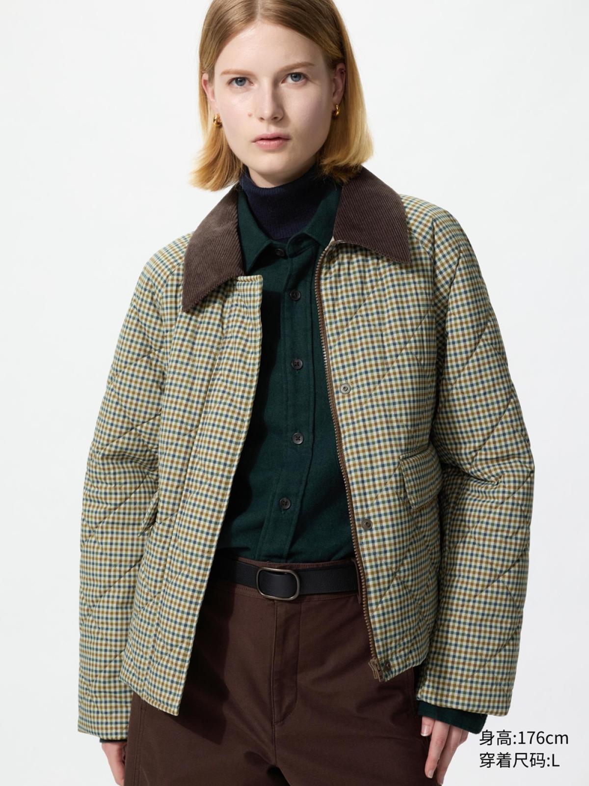 UNIQLO Утеплённая куртка укороченная в клетку