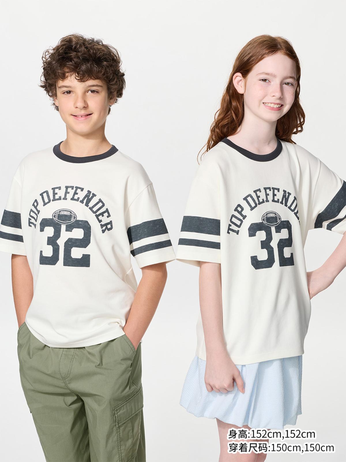UNIQLO AIRism футболка с принтом из хлопковой смеси, круглый вырез, короткий рукав