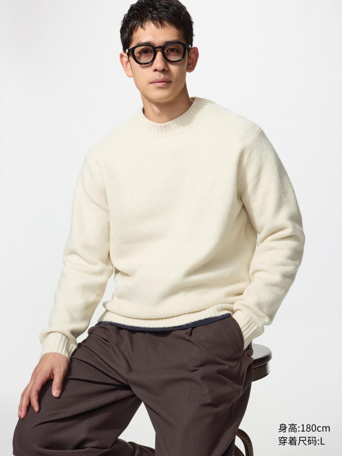 UNIQLO Джемпер souffle yarn с круглым вырезом, длинный рукав