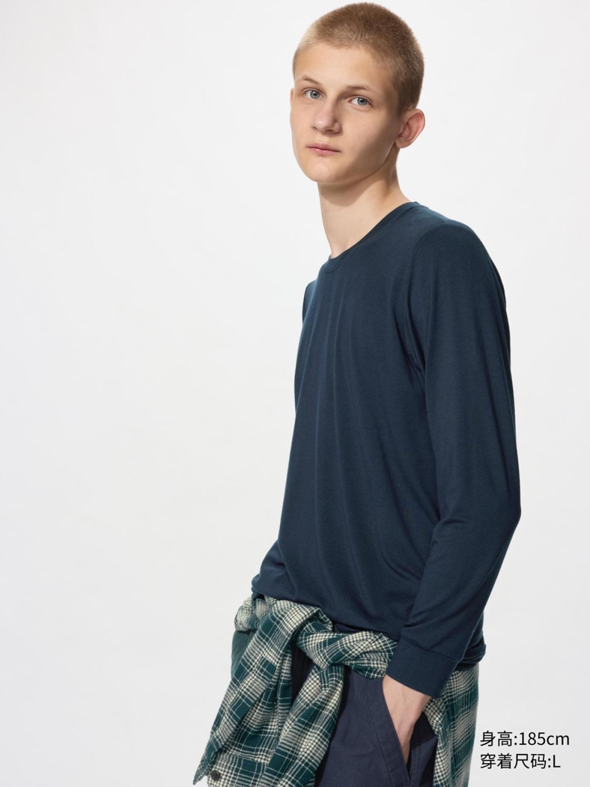 UNIQLO HEATTECH футболка с круглым вырезом, рукав 9/10