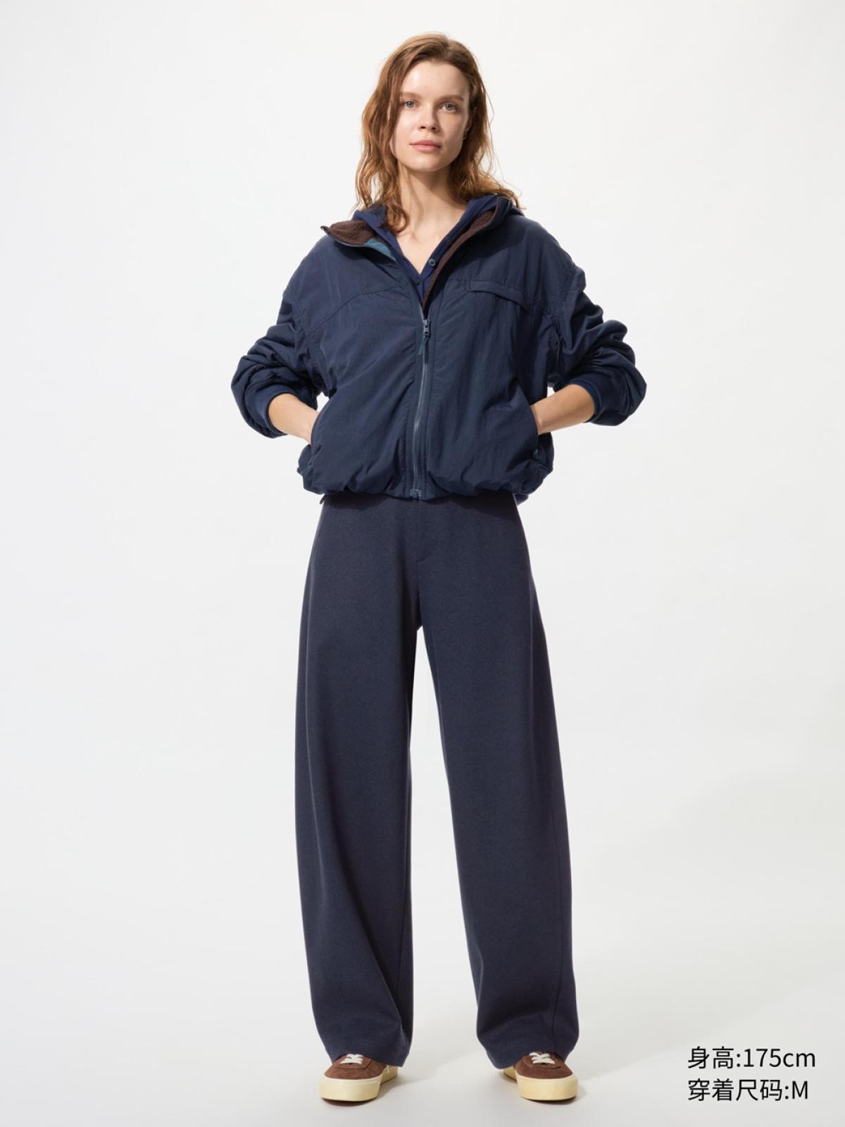 UNIQLO Трикотажные брюки объёмного силуэта на флисовой подкладке, удлинённые, баррели