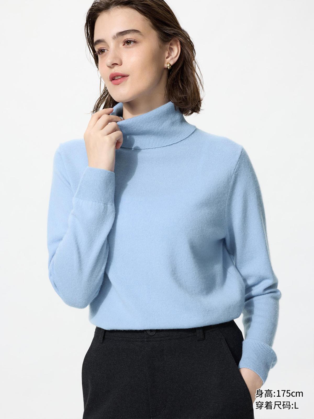 UNIQLO Кашемировый джемпер с двойным отложным воротником
