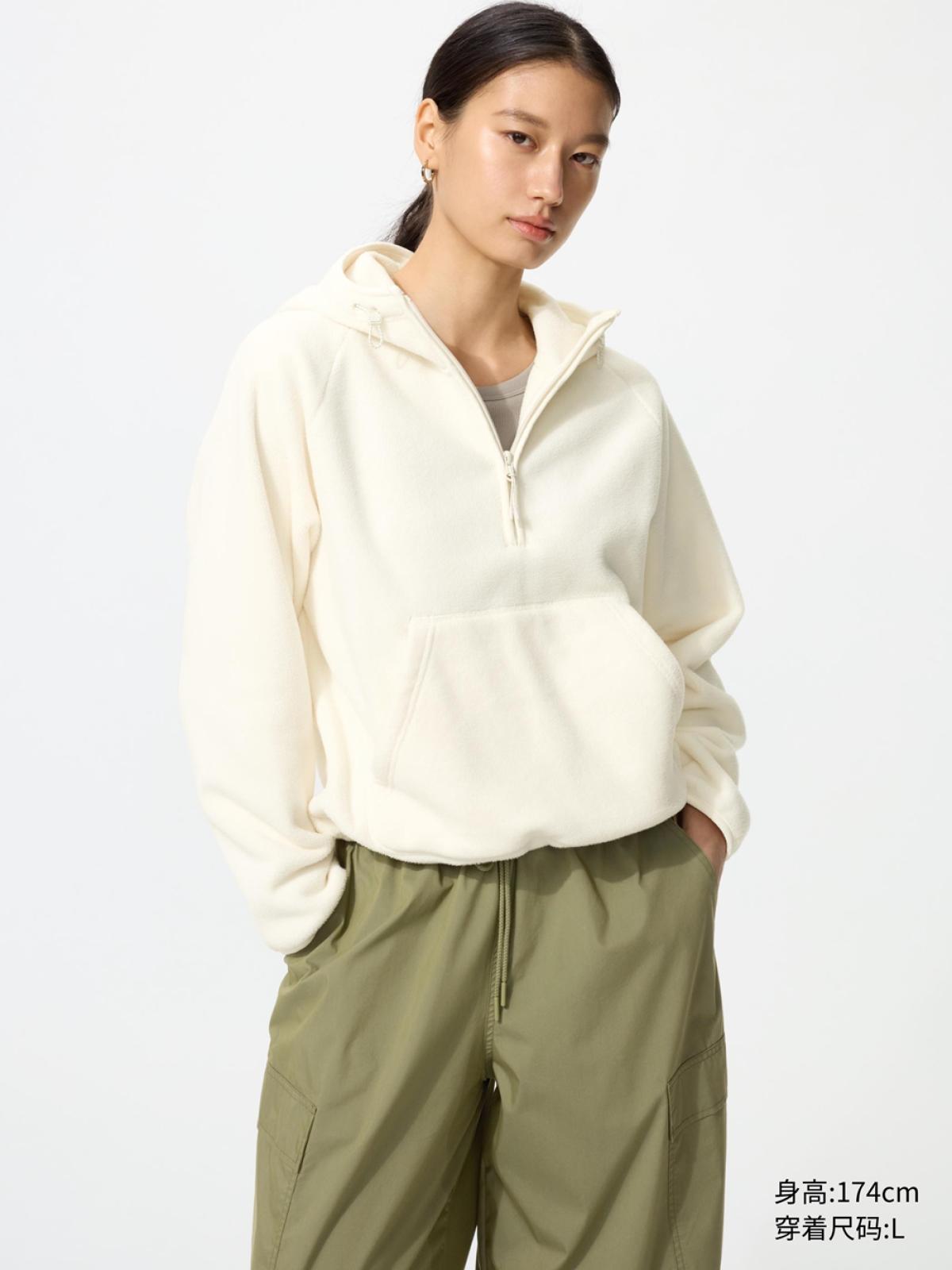 UNIQLO Толстовка флисовая с капюшоном на молнии до середины
