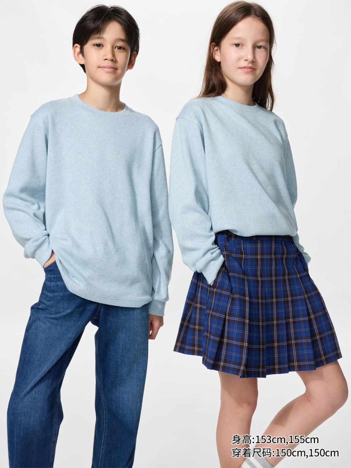 UNIQLO Футболка флисовая мягкая с круглым вырезом, длинный рукав