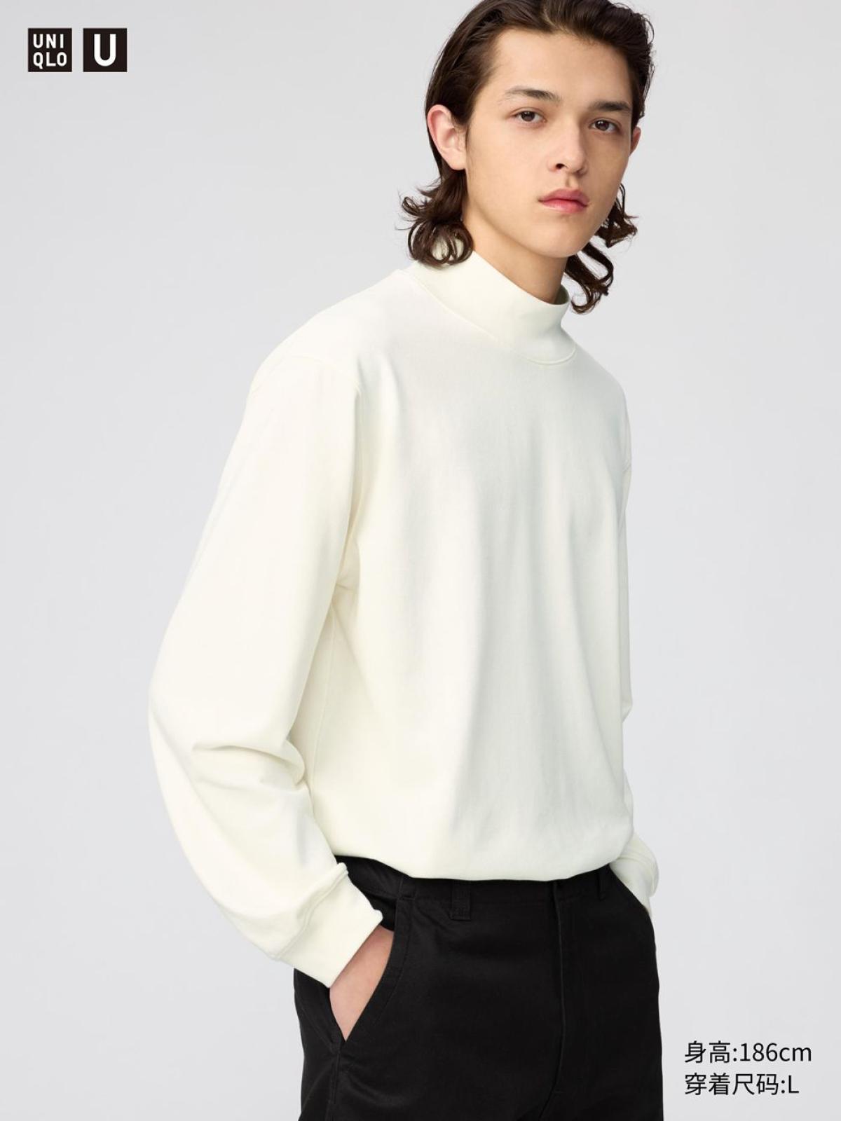 UNIQLO Пуловер повседневный с высоким воротником, длинный рукав