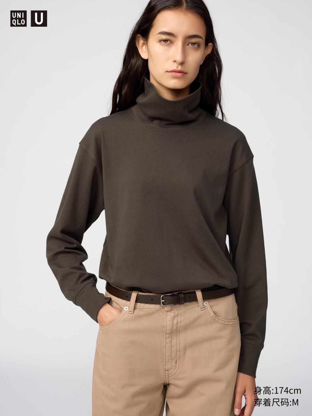 UNIQLO Лонгслив с двойным отложным воротником