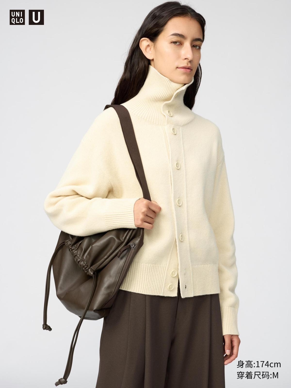 UNIQLO Кардиган из овечьей шерсти с воротником-стойкой