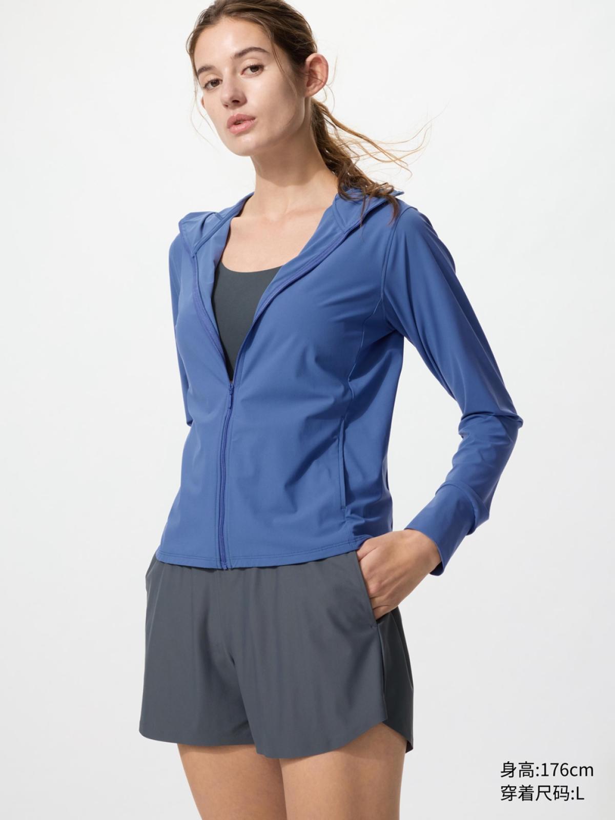 UNIQLO AIRism худи на молнии, эластичное, с защитой от ультрафиолета