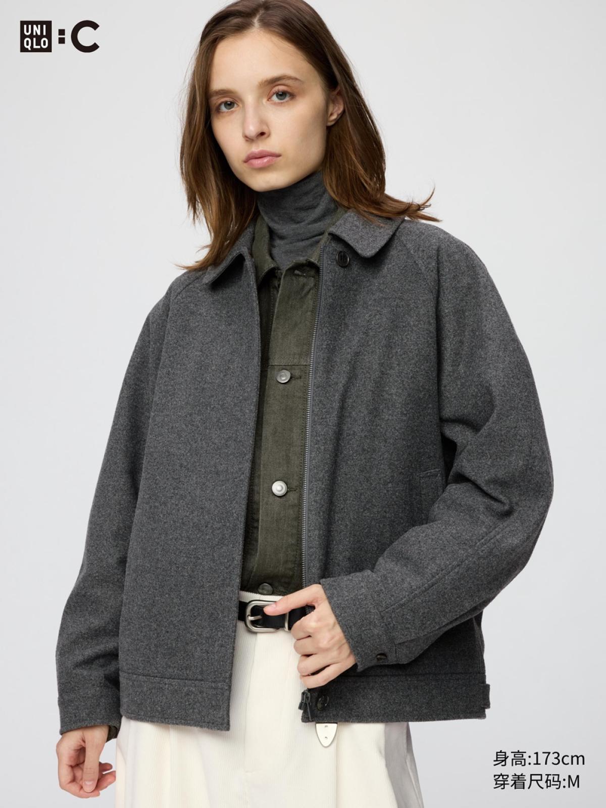 UNIQLO Куртка Harrington из шерстяной смеси