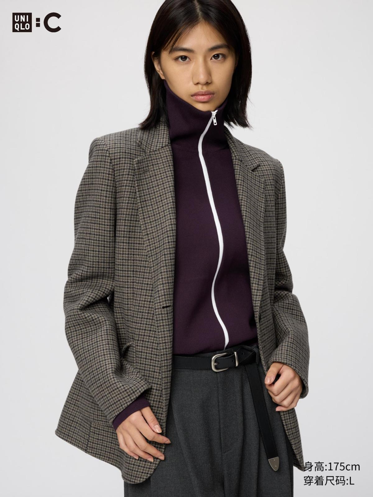 UNIQLO Пиджак из двухслойной ткани в клетку
