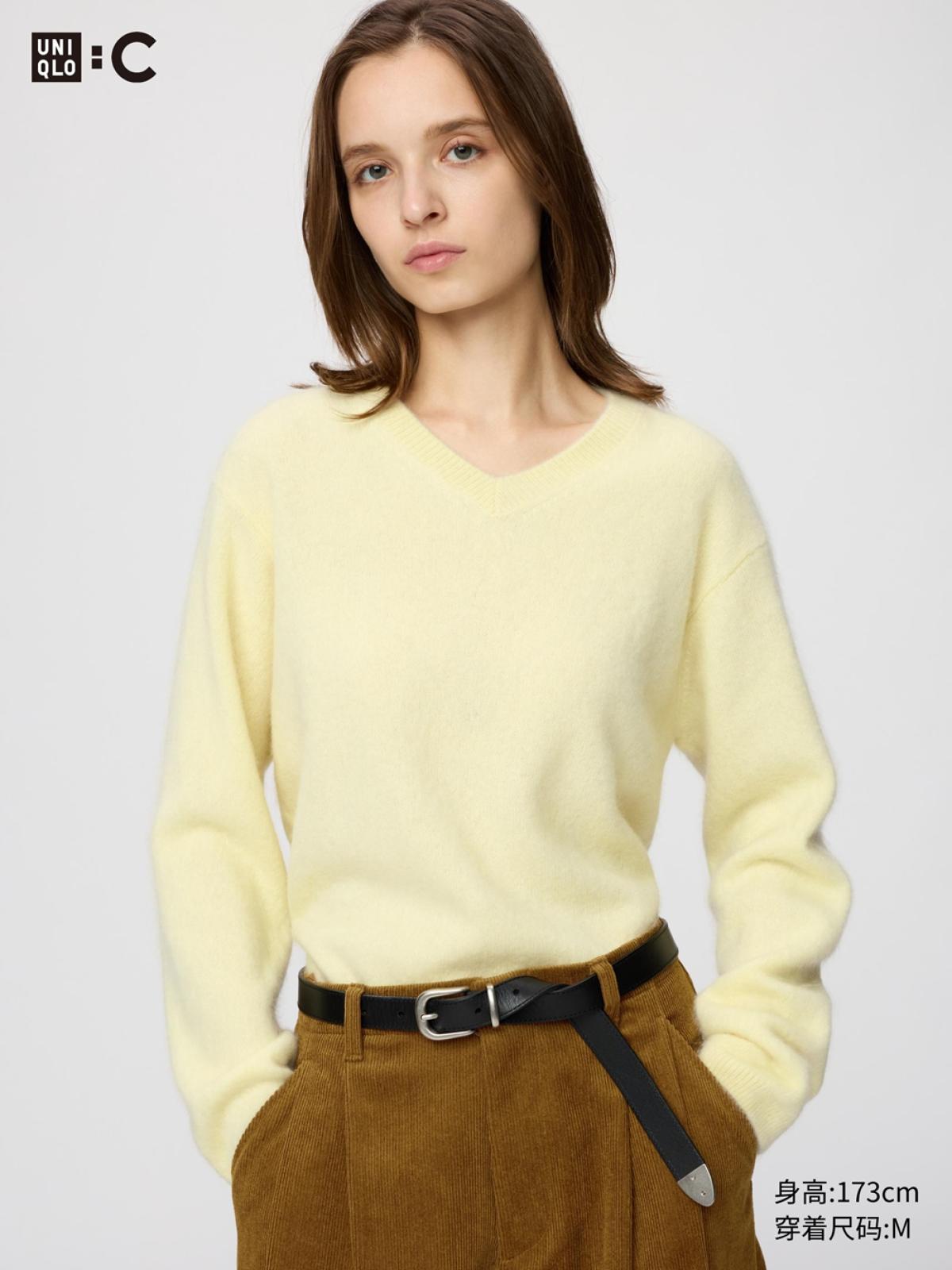 UNIQLO Кашемировый джемпер с V-образным вырезом