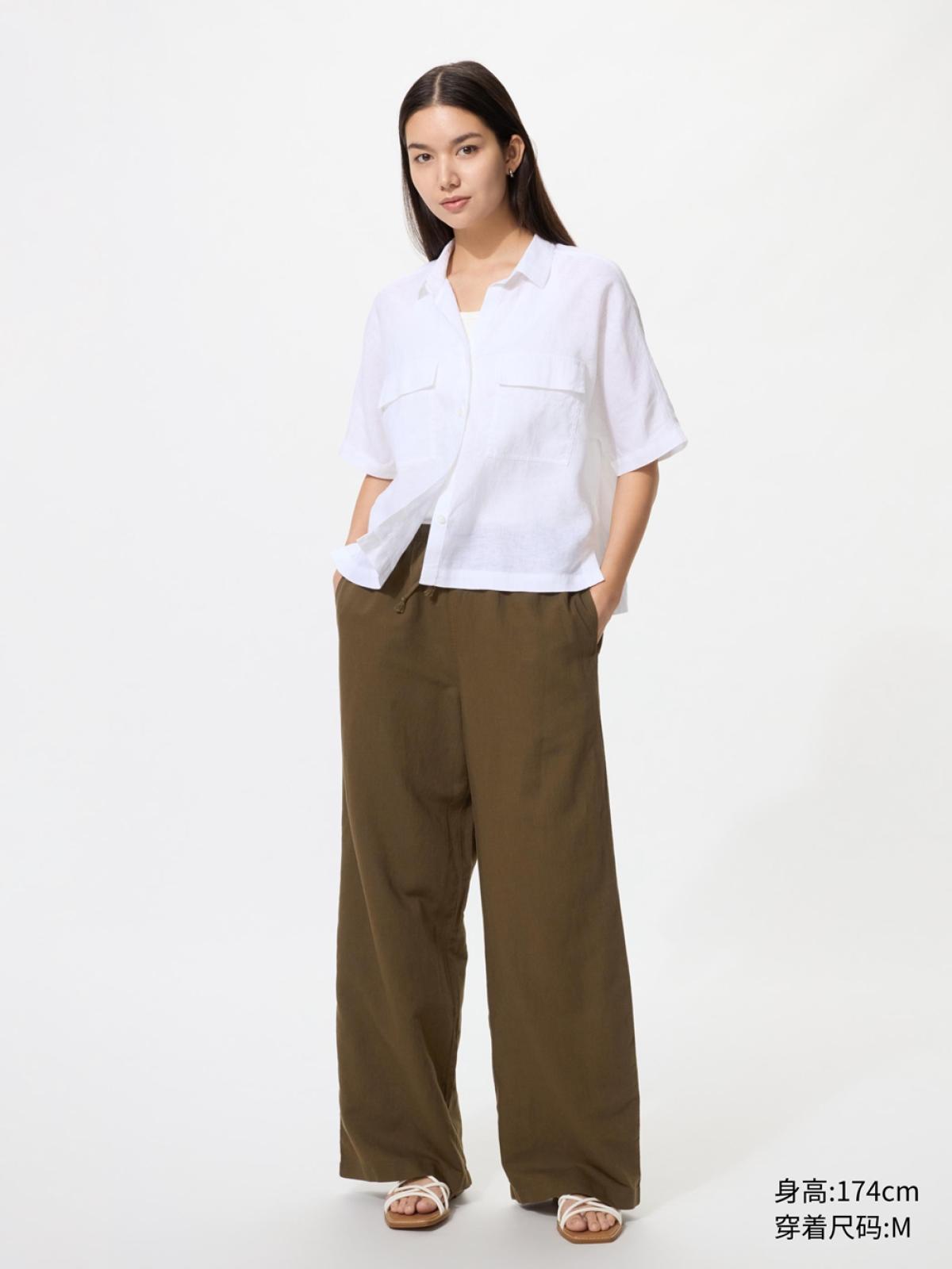 UNIQLO Брюки из льняной смеси, удлинённые 73–75 см