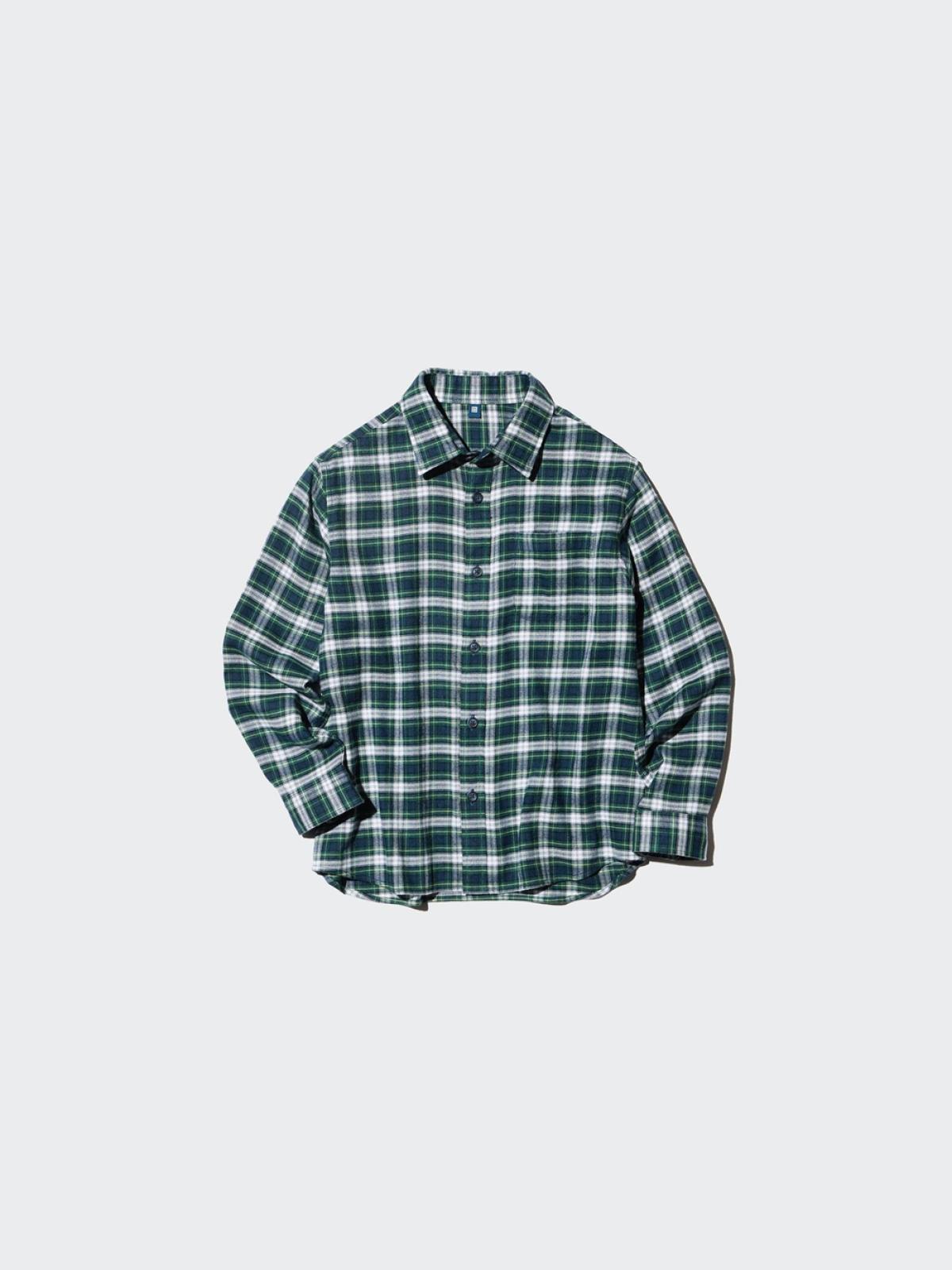 UNIQLO Фланелевая рубашка в клетку с длинным рукавом