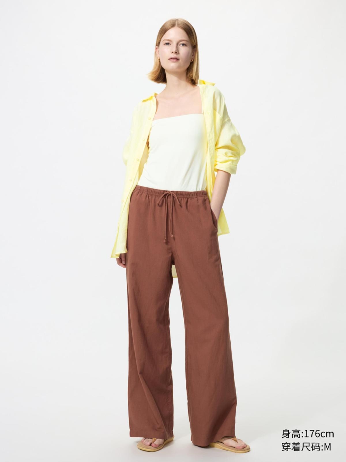 UNIQLO Брюки из льняной смеси, удлинённые 73–75 см