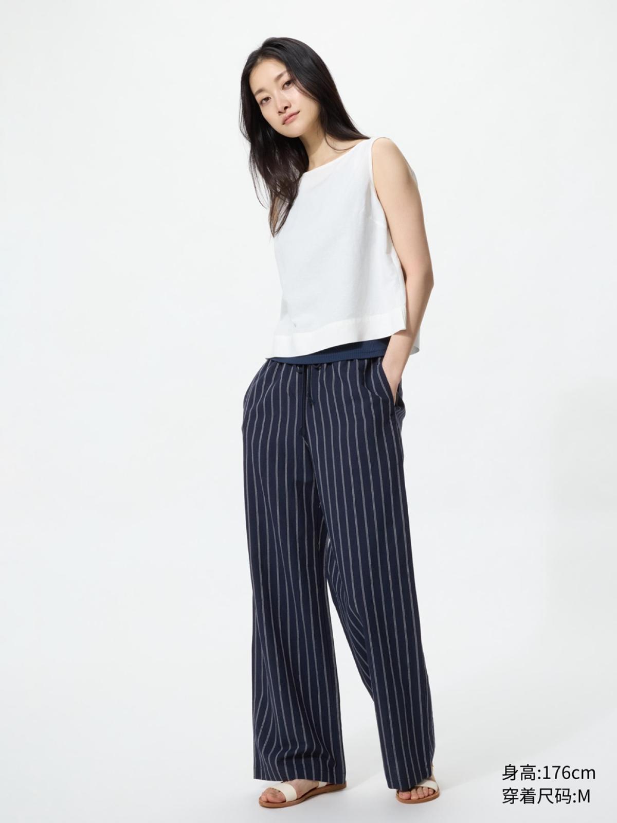 UNIQLO Брюки из льняной смеси, удлинённые