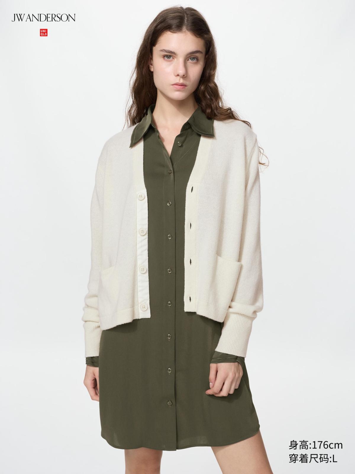 UNIQLO Кардиган из мягкой овечьей шерсти, V-образный вырез, короткий рукав